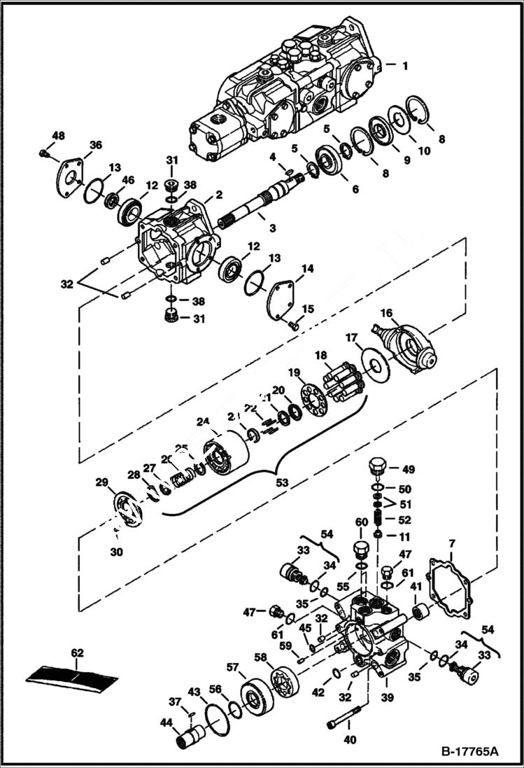 Схема запчастей Bobcat 800s - HYDROSTATIC PUMP (2-Speed) (Left Half) HYDROSTATIC SYSTEM