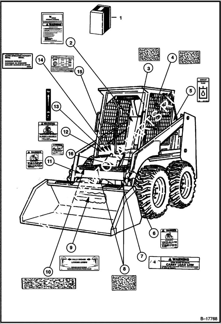 Схема запчастей Bobcat 500s - DECALS ACCESSORIES & OPTIONS