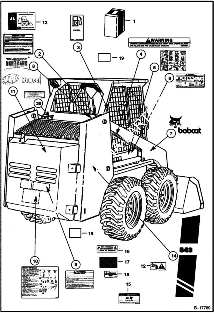 Схема запчастей Bobcat 500s - DECALS ACCESSORIES & OPTIONS