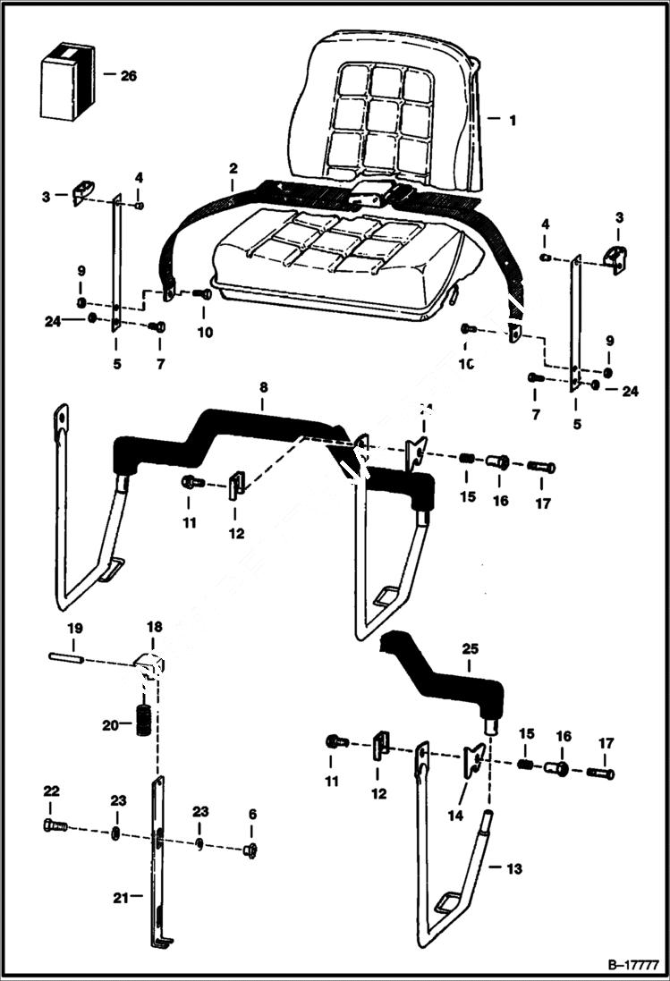 Схема запчастей Bobcat 900s - SEAT & SEAT BAR MAIN FRAME