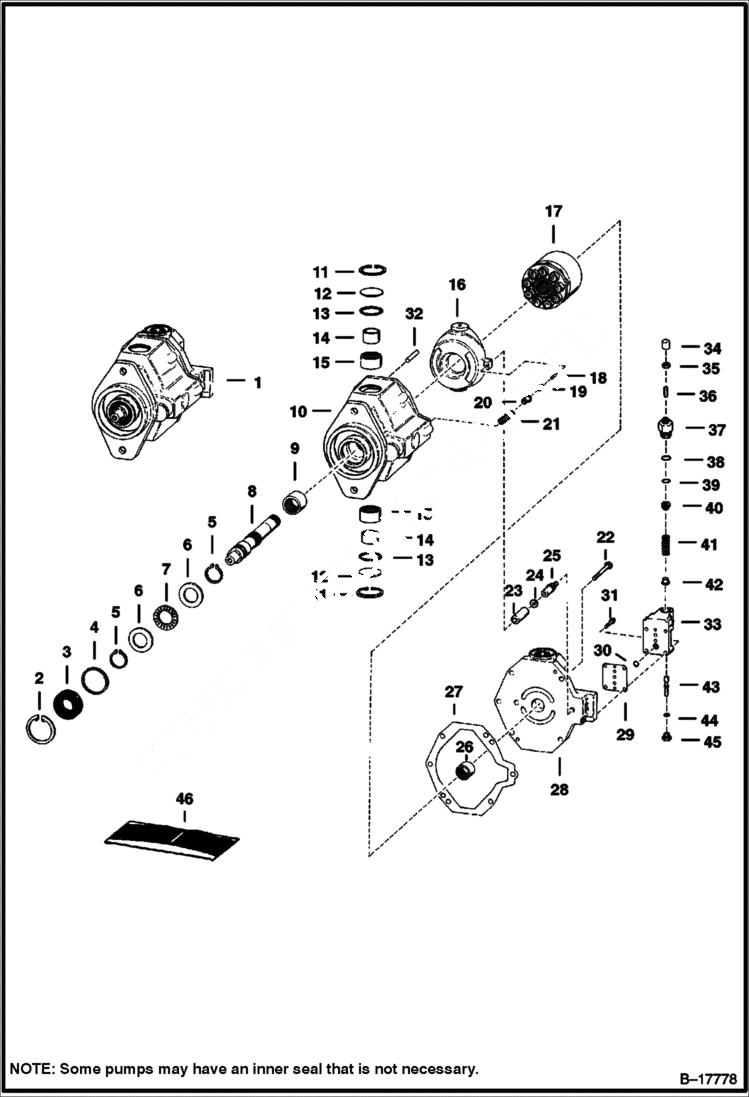 Схема запчастей Bobcat 900s - HYDROSTATIC PUMP (Cessna - Implement) HYDROSTATIC SYSTEM