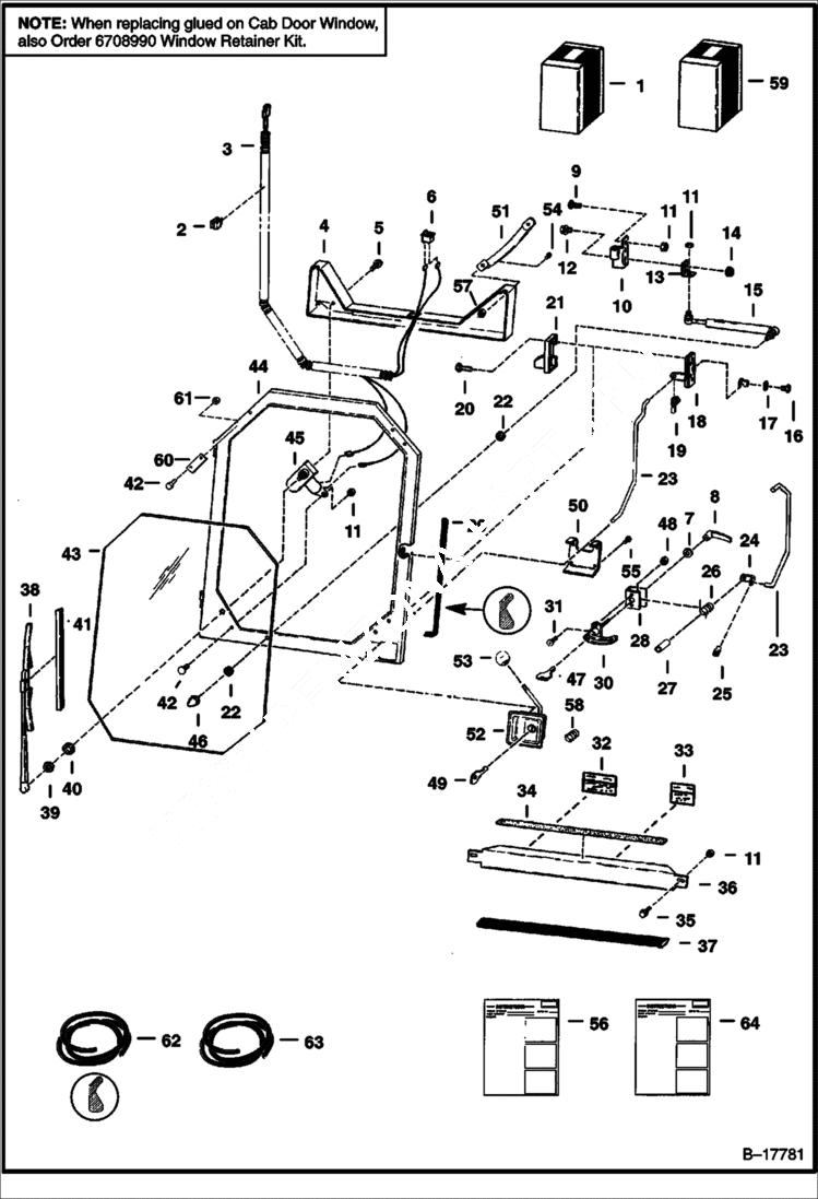 Схема запчастей Bobcat 900s - CAB DOOR ACCESSORIES & OPTIONS