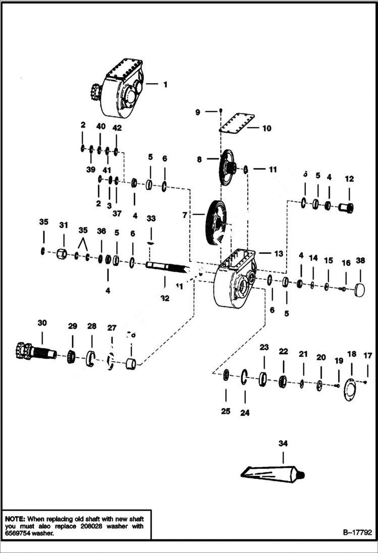 Схема запчастей Bobcat 900s - GEARBOX DRIVE TRAIN