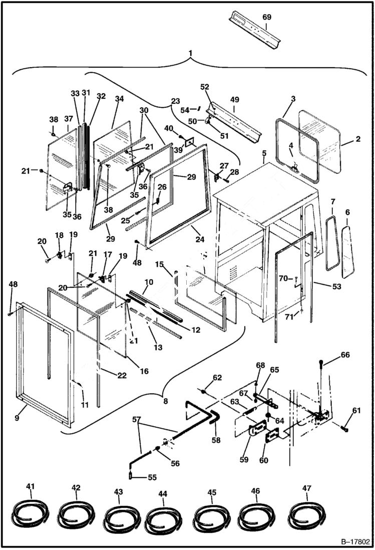 Схема запчастей Bobcat 220 - OPERATOR CAB MAIN FRAME