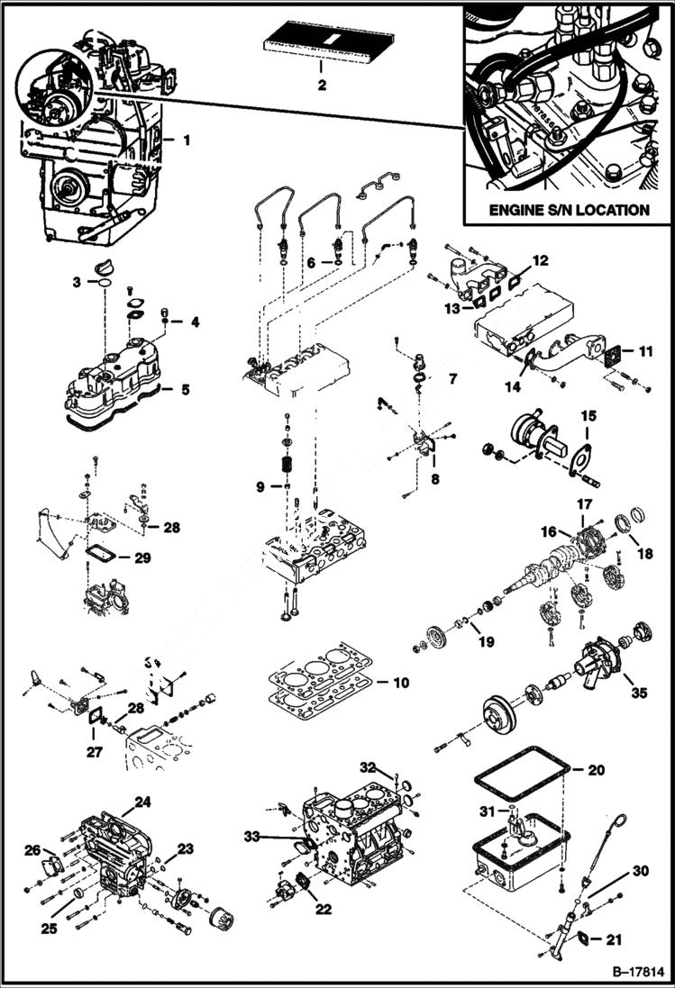 Схема запчастей Bobcat 500s - ENGINE & GASKET KITS (Kubota D950-B) POWER UNIT