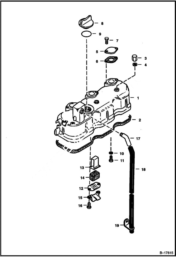 Схема запчастей Bobcat 500s - ROCKER ARM COVER POWER UNIT