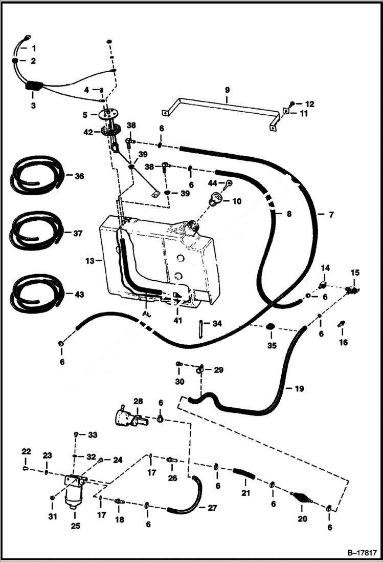 Схема запчастей Bobcat 500s - FUEL SYSTEM (S/N 13006 & Above) MAIN FRAME