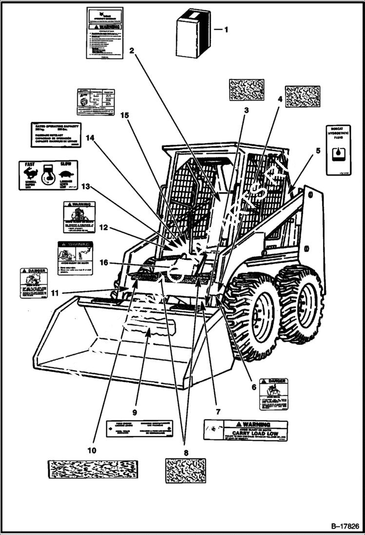 Схема запчастей Bobcat 500s - DECALS ACCESSORIES & OPTIONS