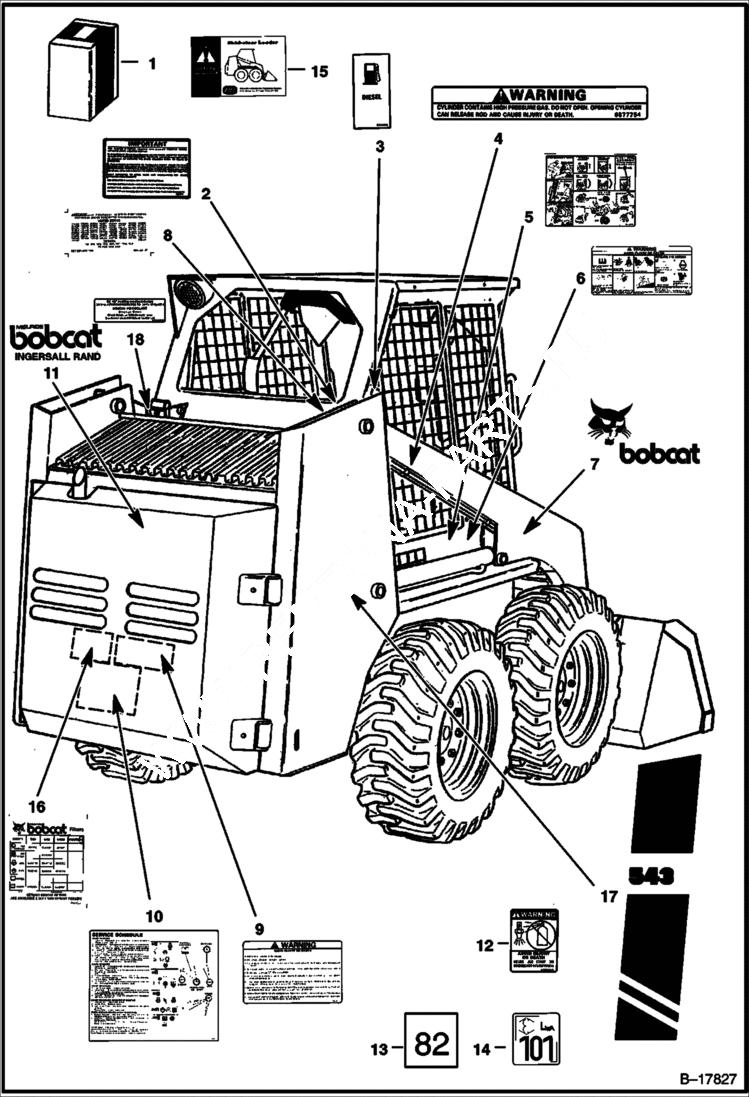 Схема запчастей Bobcat 500s - DECALS ACCESSORIES & OPTIONS