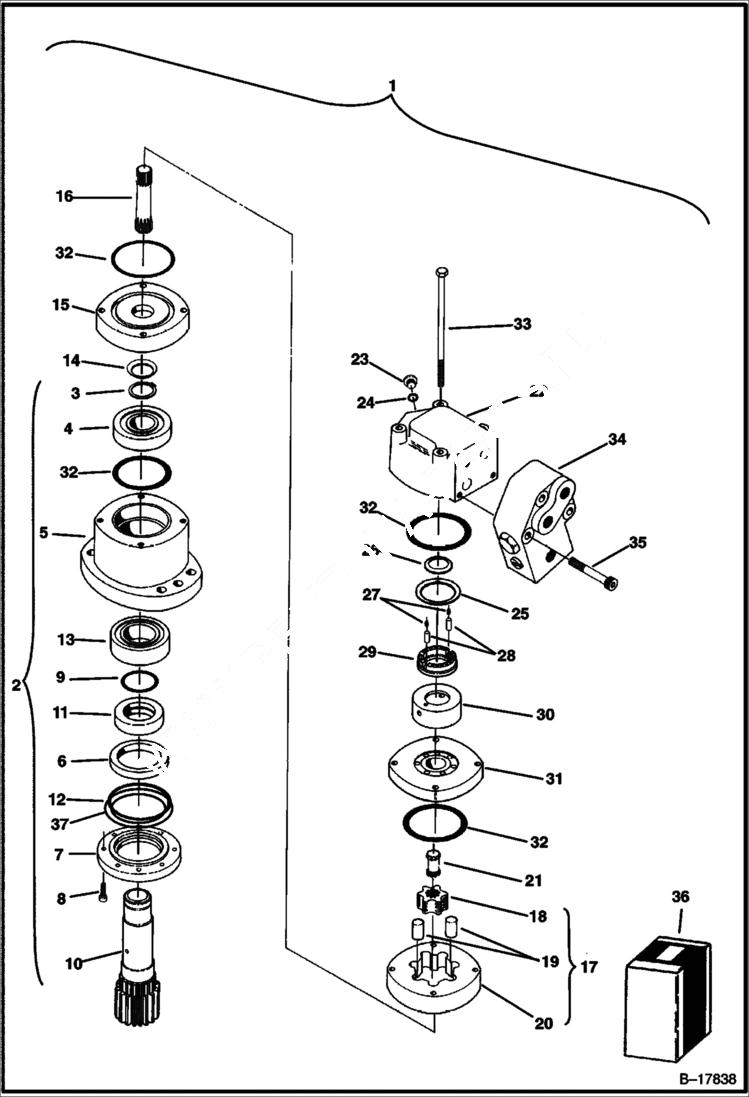 Схема запчастей Bobcat 220 - SWING MOTOR (Model #144 - 1002 - 006) HYDRAULIC SYSTEM