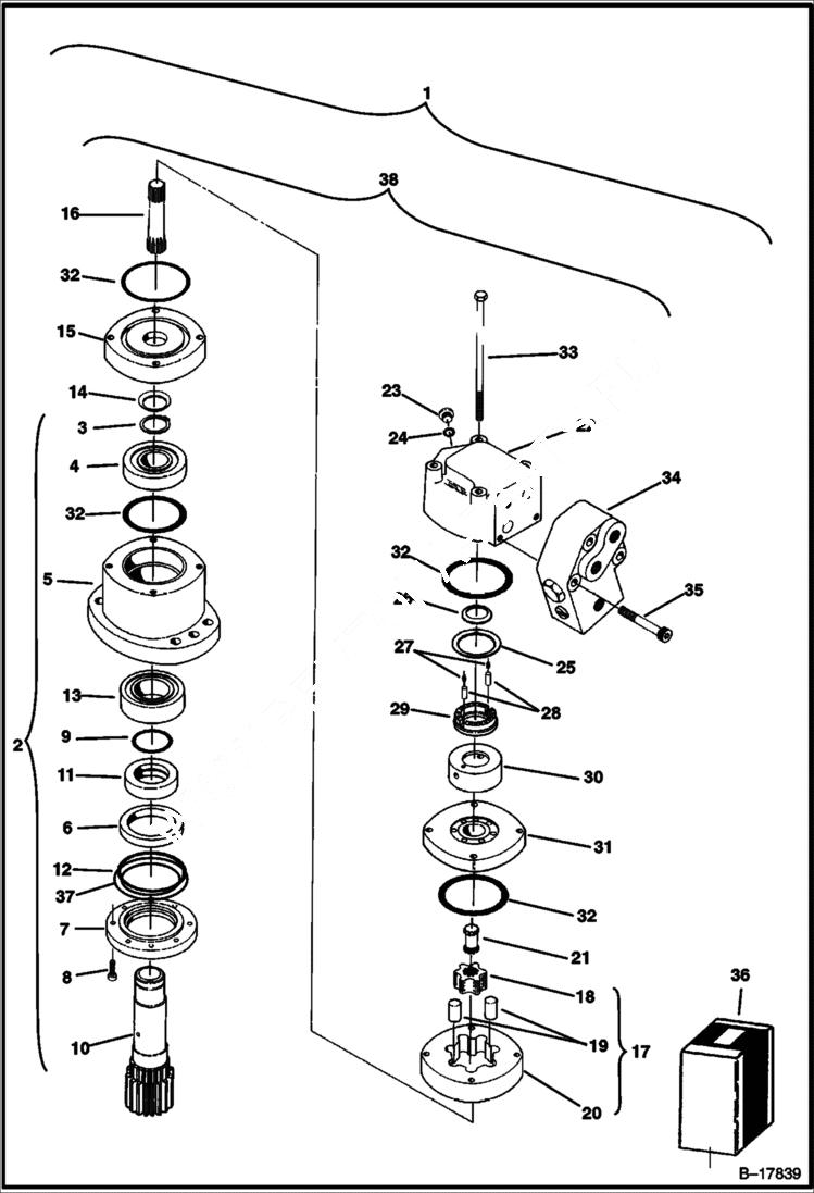 Схема запчастей Bobcat 220 - SWING MOTOR (Model # 144 - 1003 - 006) HYDRAULIC SYSTEM