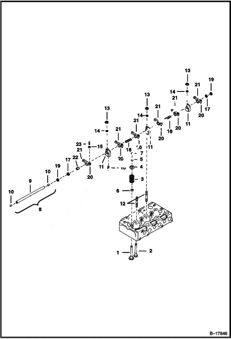 Схема запчастей Bobcat 220 - ROCKER ARM & VALVES POWER UNIT