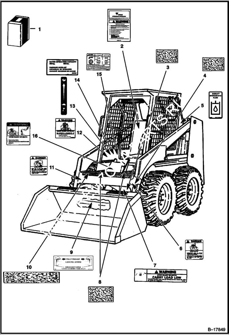 Схема запчастей Bobcat 500s - DECALS ACCESSORIES & OPTIONS