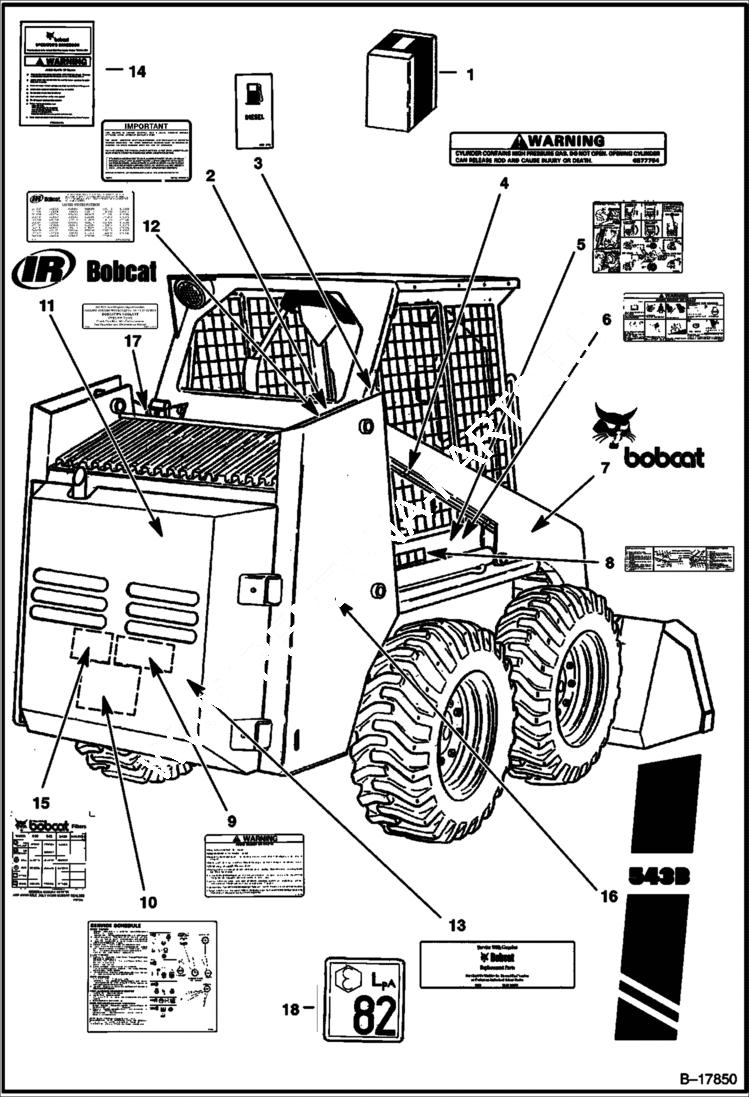 Схема запчастей Bobcat 500s - DECALS ACCESSORIES & OPTIONS