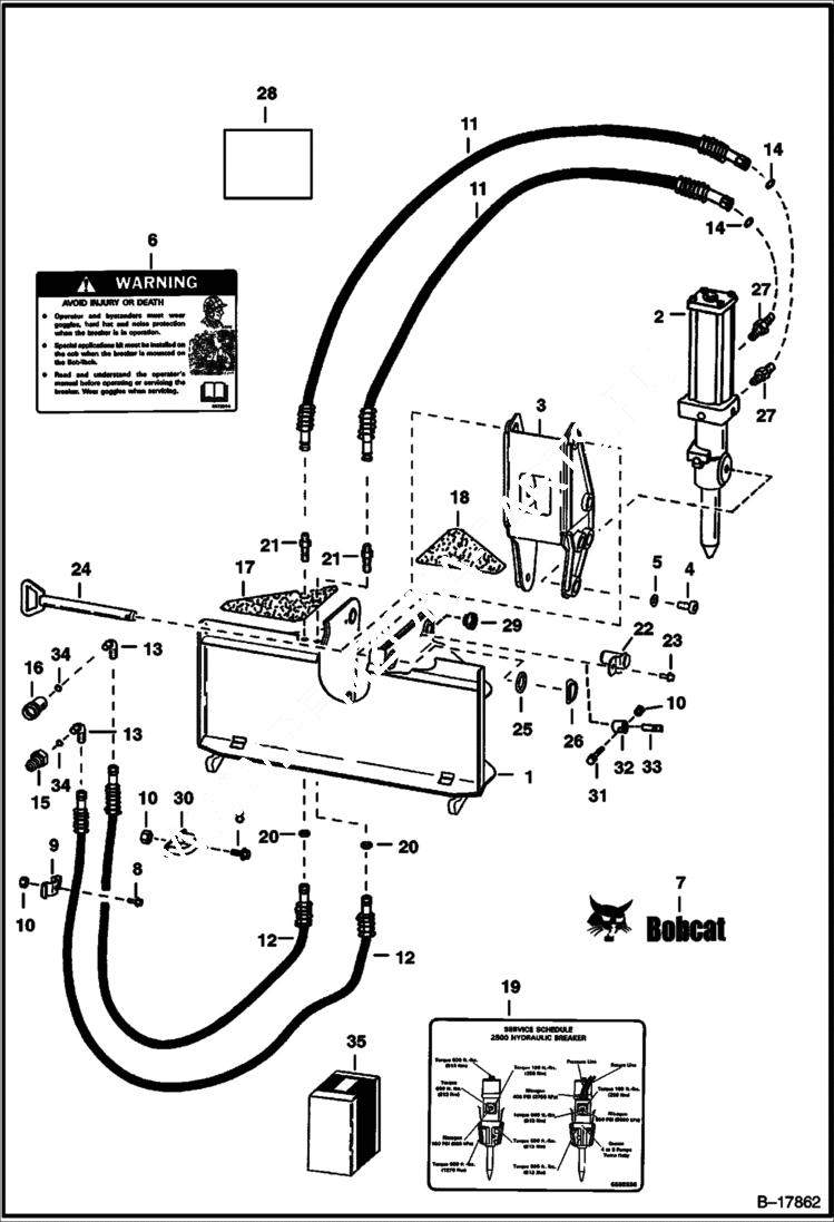 Схема запчастей Bobcat BREAKERS - BREAKER (Hydraulic Breaker Bob-Tach Mtg) (Two Position) (1250) Loader