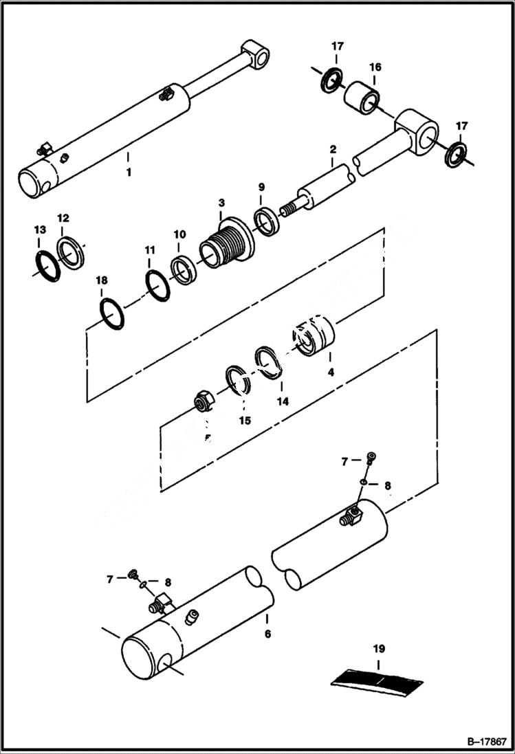 Схема запчастей Bobcat 331 - ARM CYLINDER (S/N 512915338 & Above, 517711001 & Above, and 516711001 & Above) HYDRAULIC SYSTEM