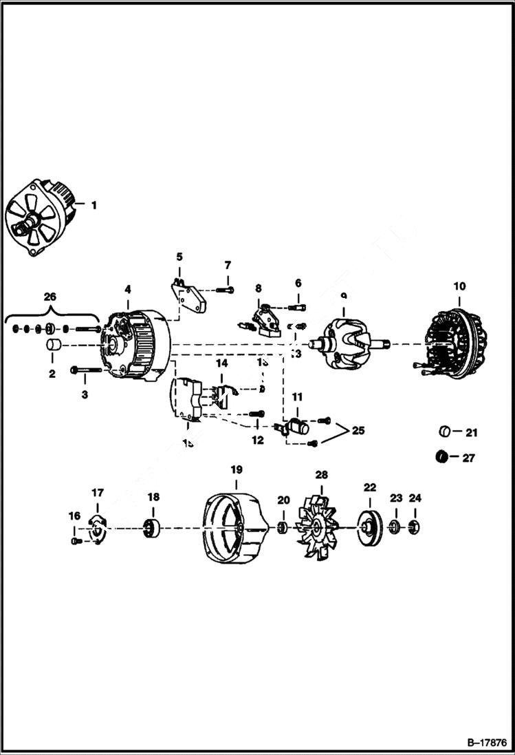 Схема запчастей Bobcat 700s - ALTERNATOR (Delco 1105076) (Closed) ELECTRICAL SYSTEM