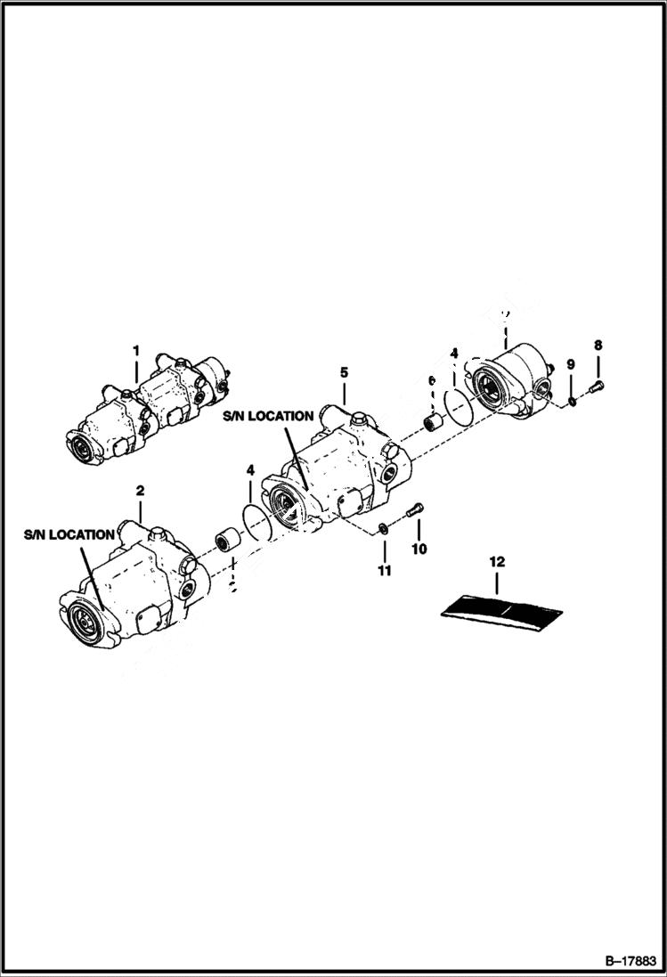 Схема запчастей Bobcat 400s - HYDROSTATIC PUMP (S/N 5617-11932 & Below, S/N 5620-11283 & Below) HYDROSTATIC SYSTEM