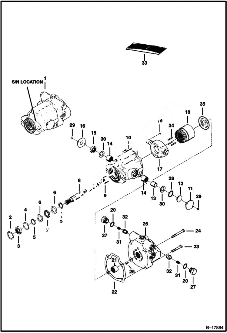 Схема запчастей Bobcat 400s - HYDROSTATIC PUMP (Gear Pump End) (S/N 5617-11932 & Below, S/N 5620-11283 & Below) HYDROSTATIC SYSTEM