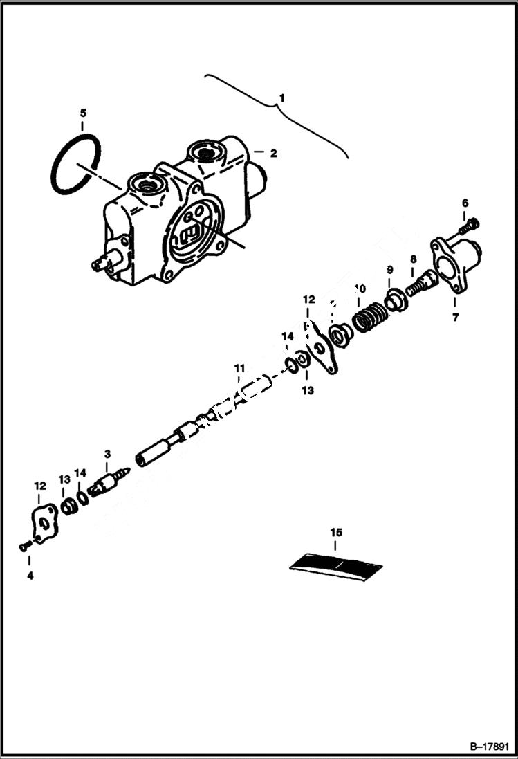 Схема запчастей Bobcat 220 - VALVE SECTION (R.H. Travel) HYDRAULIC SYSTEM