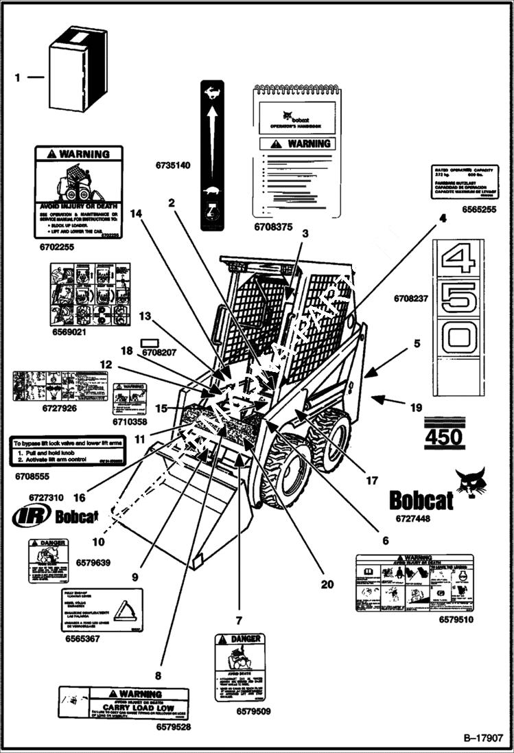 Схема запчастей Bobcat 400s - DECALS ACCESSORIES & OPTIONS