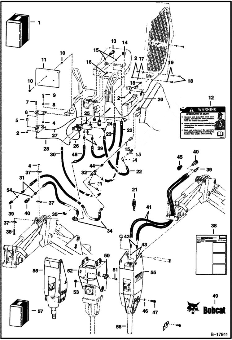 Схема запчастей Bobcat BREAKERS - BREAKER (Hydraulic Breaker Backhoe Mtg) (Use on 909) Loader