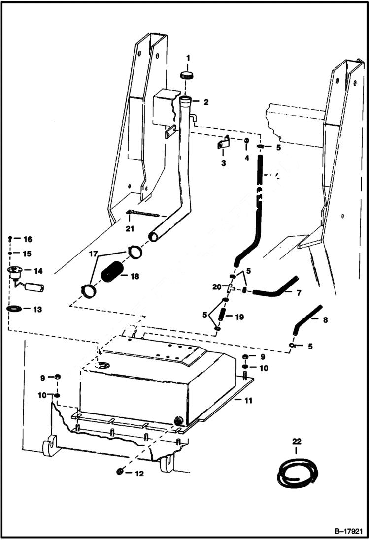 Схема запчастей Bobcat 700s - FUEL SYSTEM (Metal Tank) MAIN FRAME