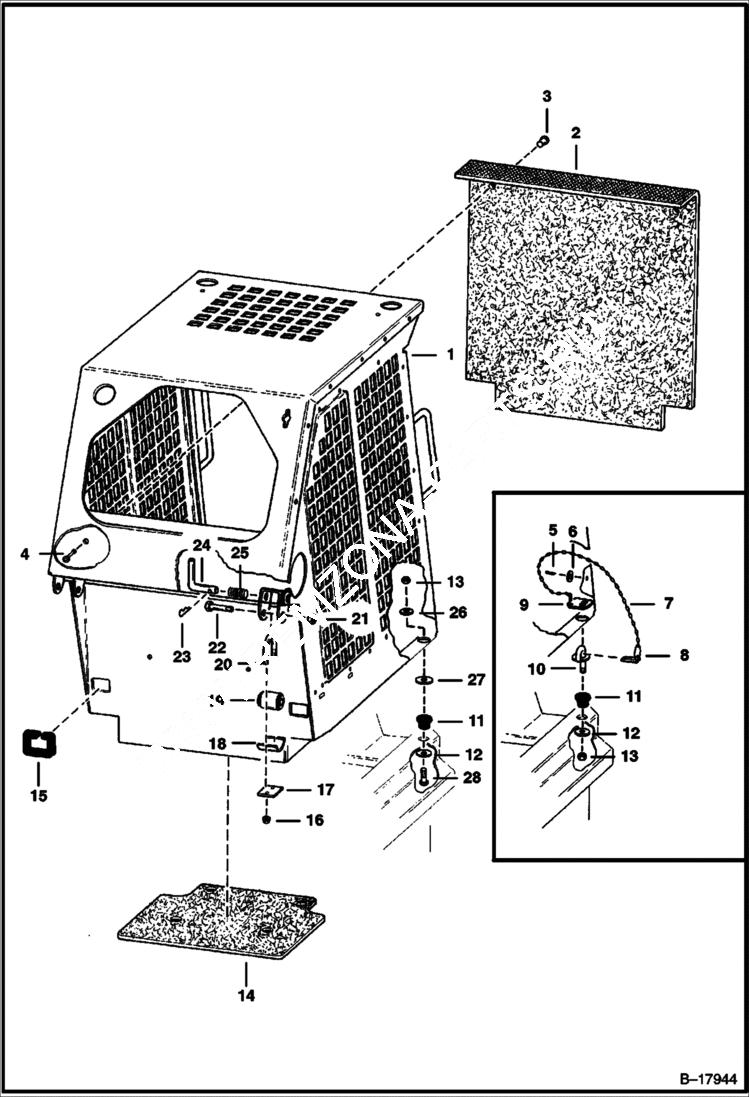 Схема запчастей Bobcat 400s - OPERATOR CAB MAIN FRAME