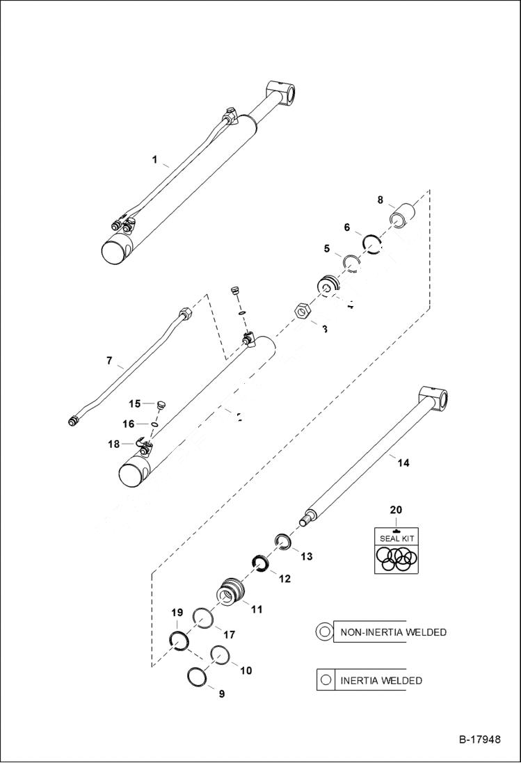 Схема запчастей Bobcat 400s - LIFT CYLINDER (W/Weld On Tube) HYDRAULIC SYSTEM