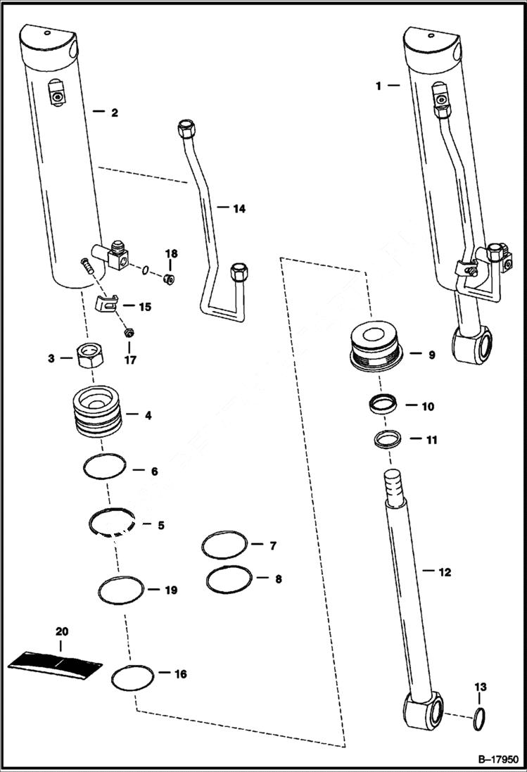 Схема запчастей Bobcat 400s - TILT CYLINDER HYDRAULIC SYSTEM