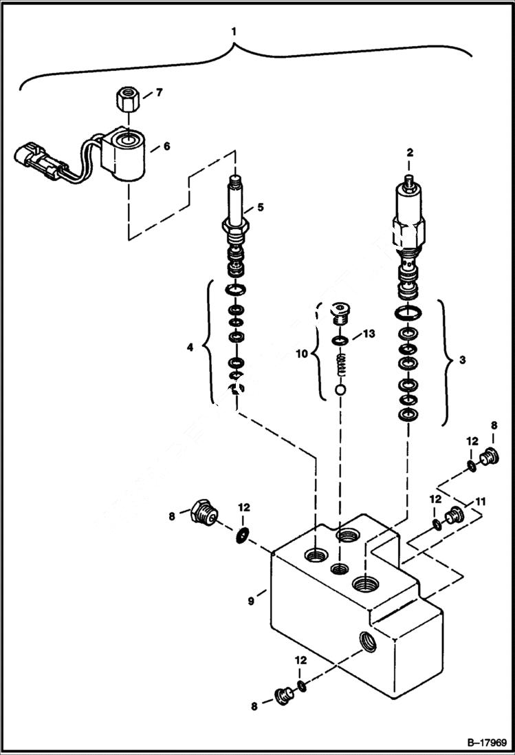 Схема запчастей Bobcat 341 - PRESSURE REDUCING VALVE (S/N 515412502 & Below and 230611203 & Below) HYDRAULIC SYSTEM