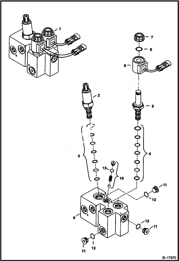 Схема запчастей Bobcat 341 - PRESSURE REDUCING VALVE (S/N 515412503 & Above and 230611204 & Above) HYDRAULIC SYSTEM