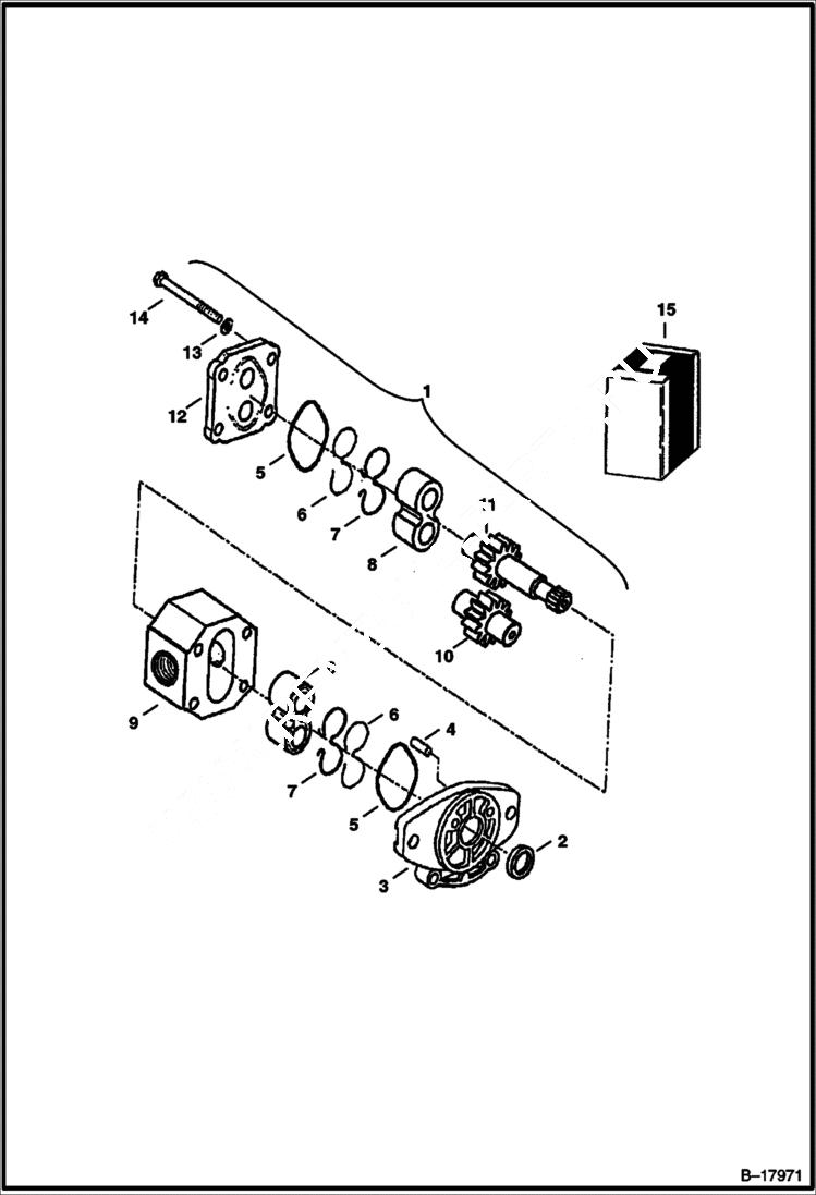 Схема запчастей Bobcat 341 - GEAR PUMP (S/N 515412250 & Above and 230611068 & Above) HYDRAULIC SYSTEM