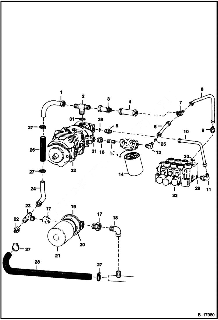 Схема запчастей Bobcat 700s - HYDROSTATIC PUMP CIRCUITRY HYDROSTATIC SYSTEM