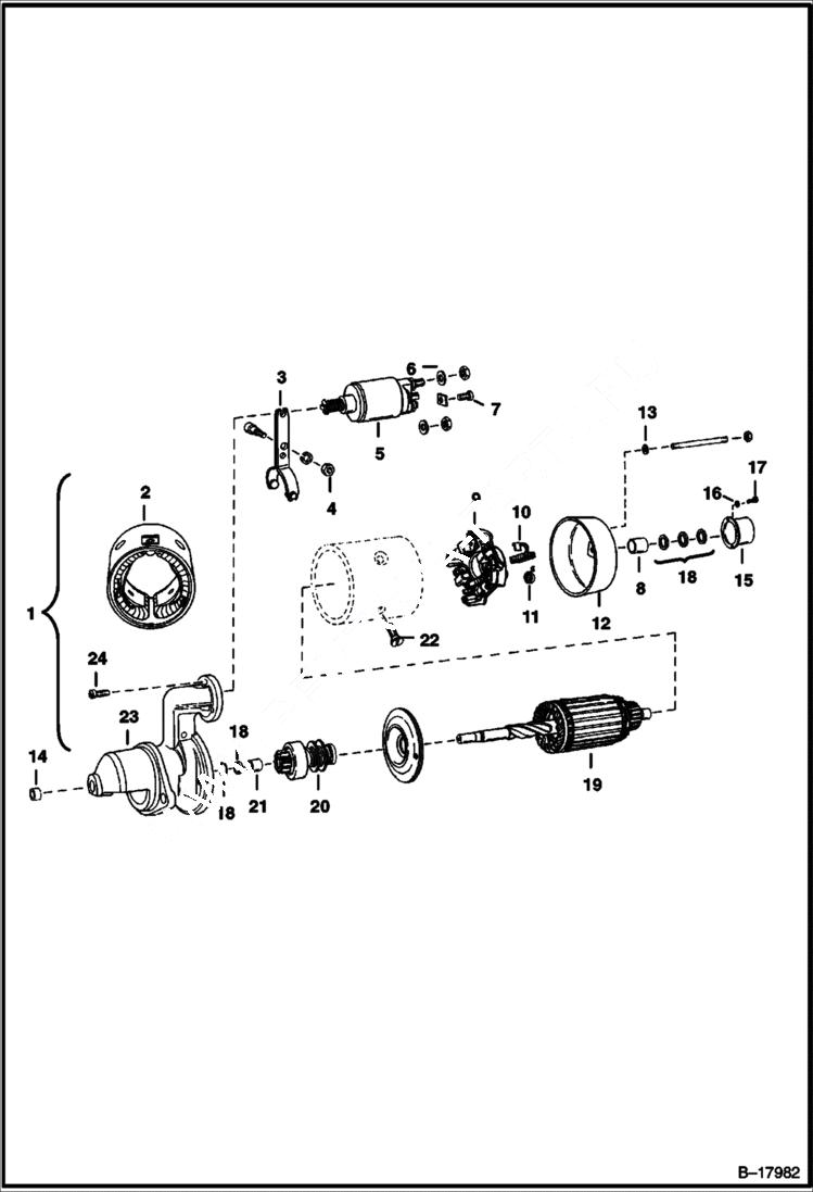 Схема запчастей Bobcat 700s - STARTER (Bosch #0-001-211-206) ELECTRICAL SYSTEM