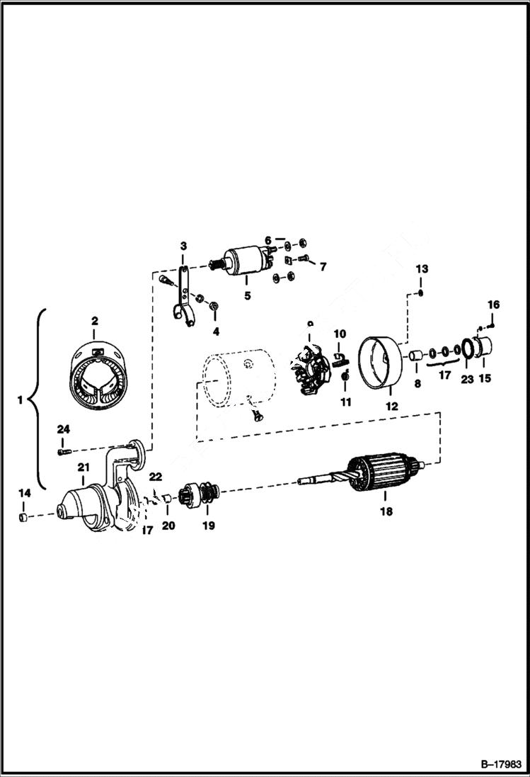 Схема запчастей Bobcat 700s - STARTER (Bosch 0-001-211-228) ELECTRICAL SYSTEM