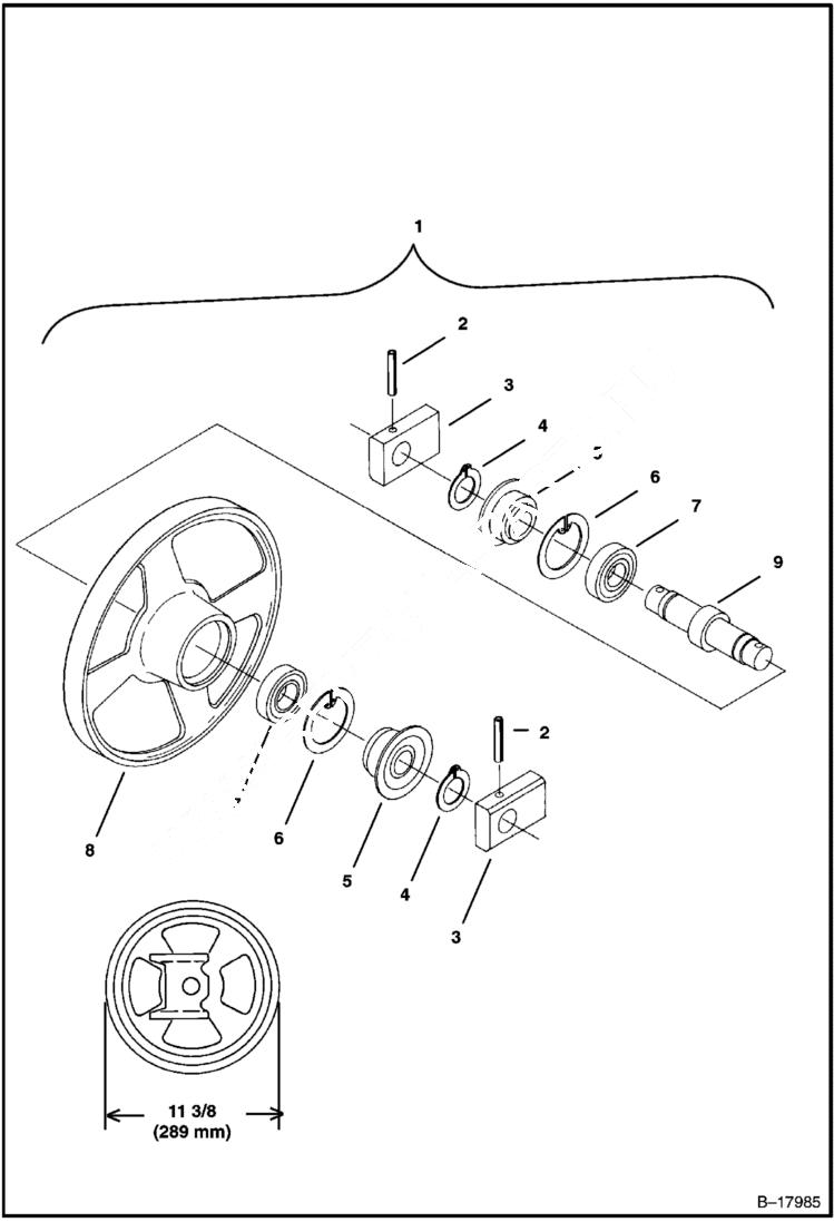 Схема запчастей Bobcat 322 - FRONT IDLER (S/N 562313001-562319999) UNDERCARRIAGE