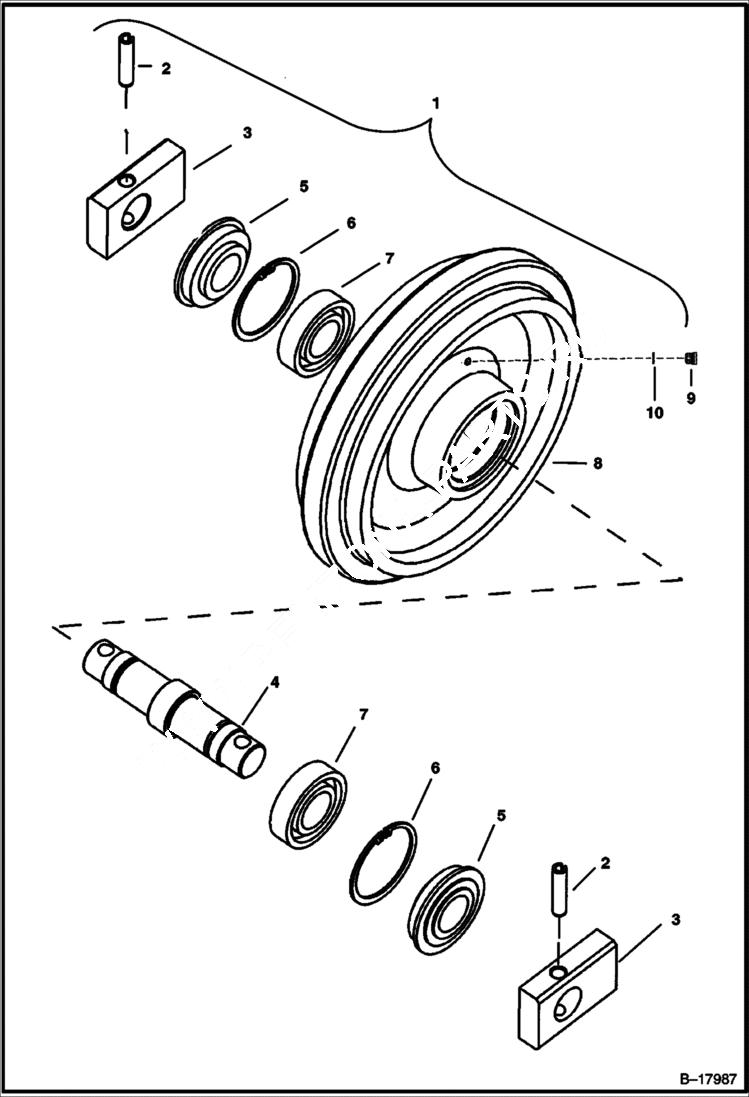 Схема запчастей Bobcat 322 - FRONT IDLER UNDERCARRIAGE