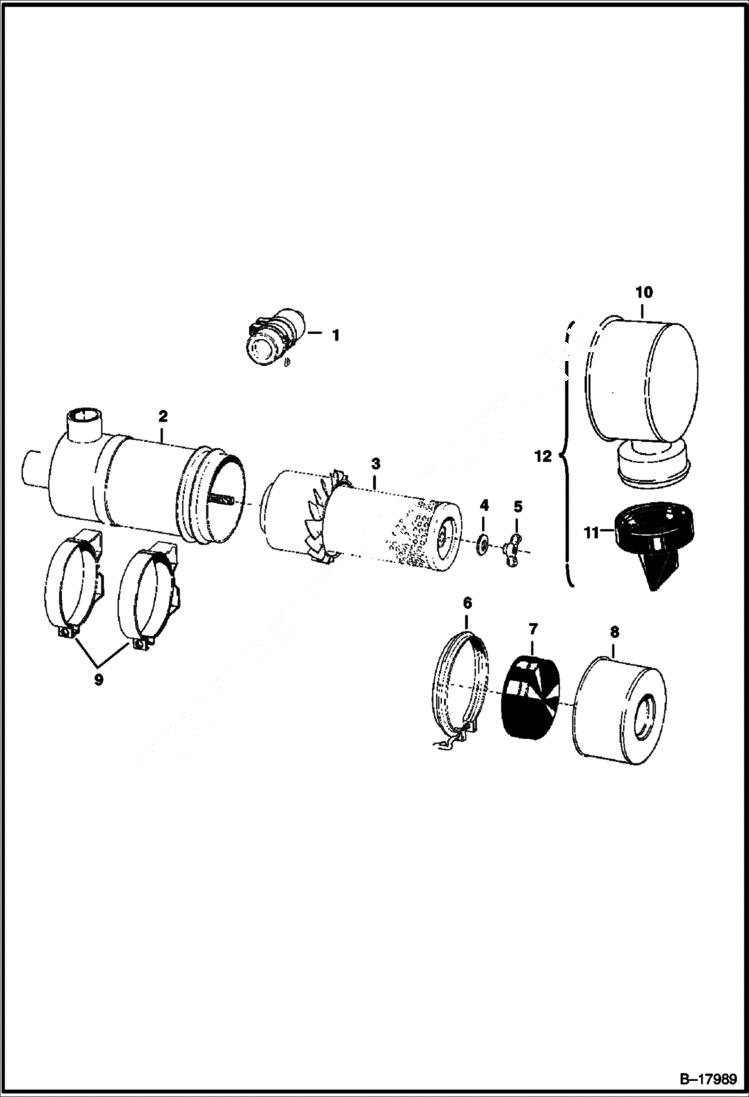 Схема запчастей Bobcat 700s - AIR CLEANER POWER UNIT