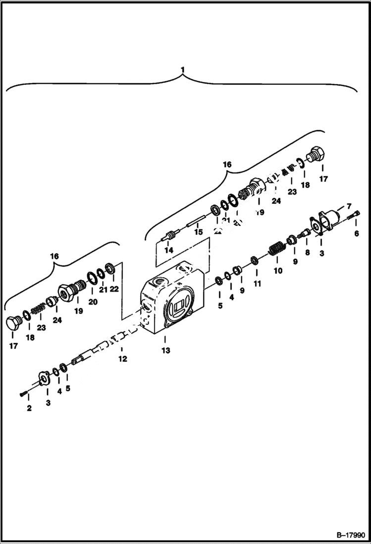 Схема запчастей Bobcat 322 - VALVE SECTION (Boom Swing) HYDRAULIC SYSTEM