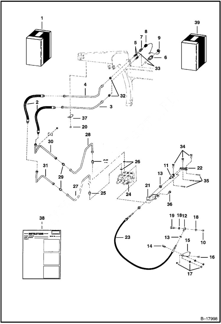 Схема запчастей Bobcat 400s - AUXILIARY HYDRAULIC KIT ACCESSORIES & OPTIONS