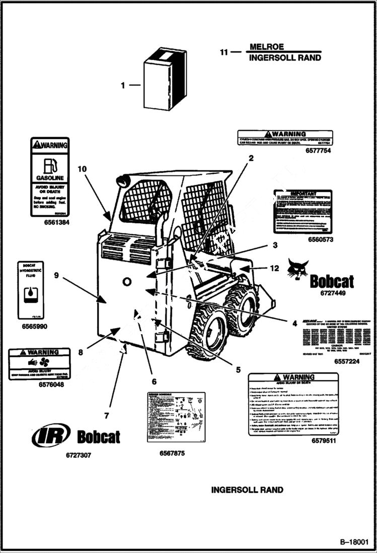 Схема запчастей Bobcat 400s - DECALS ACCESSORIES & OPTIONS