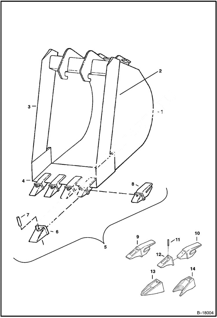 Схема запчастей Bobcat BUCKETS - BUCKET (X-Change Mounted)(337,341) Экскаваторы