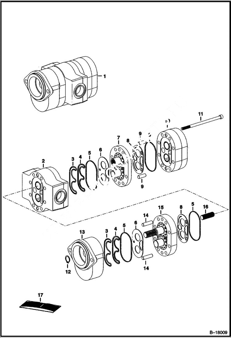 Схема запчастей Bobcat 800s - HIGH HORSEPOWER HYDRAULICS (Cast Iron) (Double Gear Pump) (S/N & Above) (S/N 514449484 - 50945, 514641171 - 41254) HIGH FLOW HYDRAULICS