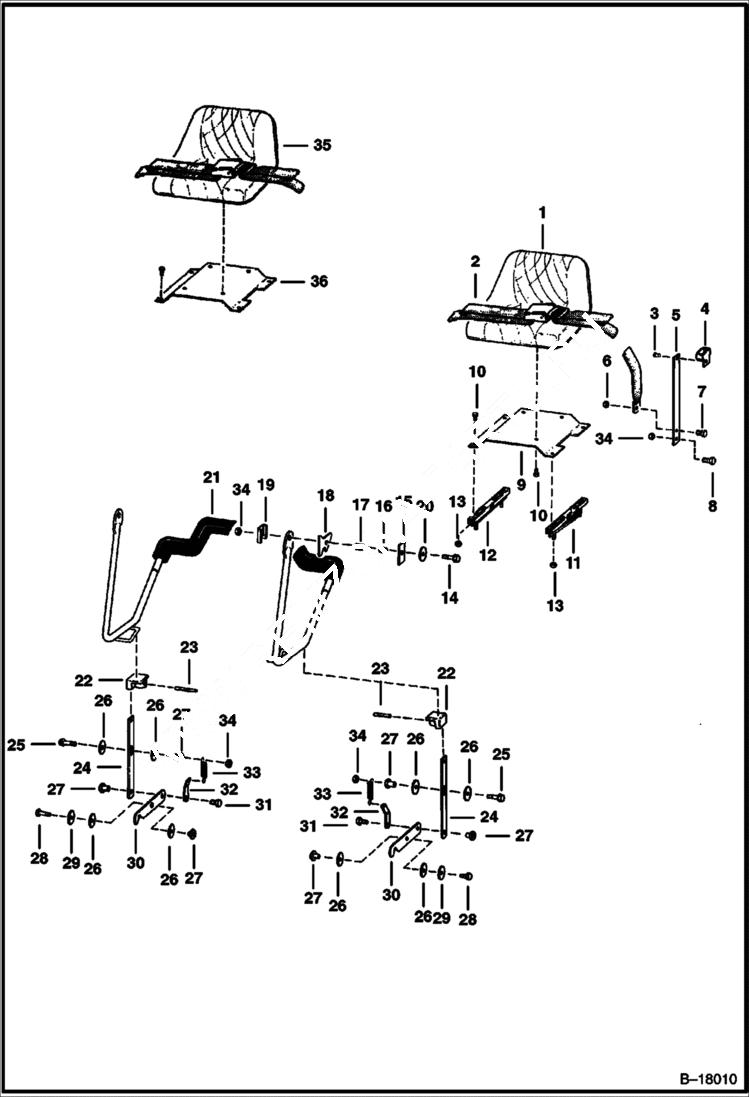 Схема запчастей Bobcat 400s - SEAT & SEAT BAR (S/N 11949 & Below) MAIN FRAME