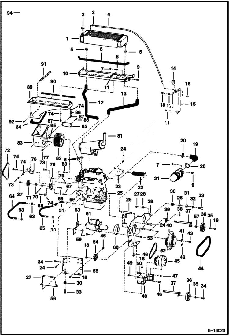 Схема запчастей Bobcat 400s - ENGINE & ATTACHING PARTS POWER UNIT