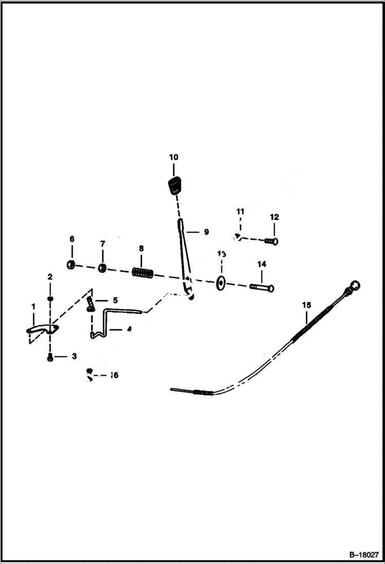 Схема запчастей Bobcat 400s - THROTTLE & SHUT OFF CABLE POWER UNIT