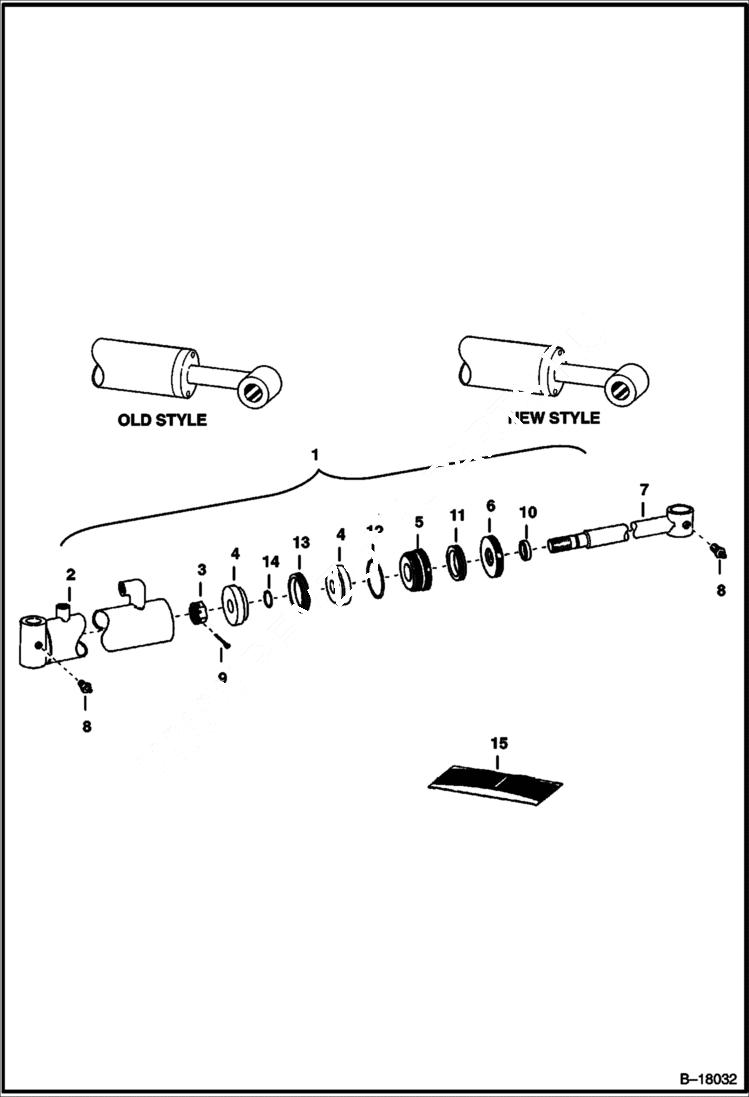 Схема запчастей Bobcat ANGLE BROOM - ANGLE BROOM (Hydraulic Cylinder) (Old Style Stabilizer) Loader