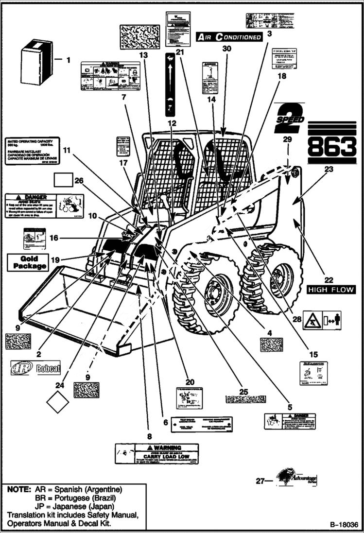 Схема запчастей Bobcat 800s - DECALS ACCESSORIES & OPTIONS