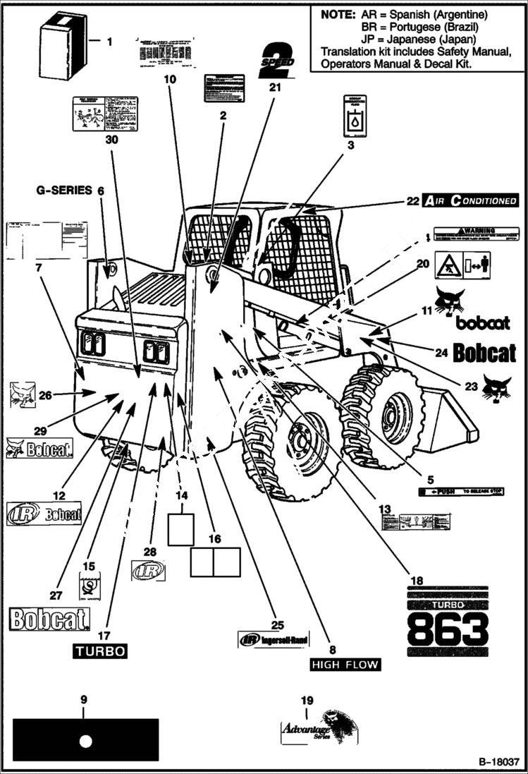 Схема запчастей Bobcat 800s - DECALS ACCESSORIES & OPTIONS